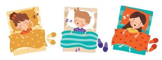 Cartoon Illustration Of Kids Sleeping vector