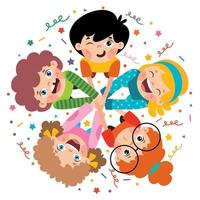 Group Of Children Putting Hands Together vector