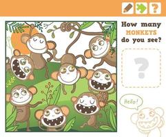 Jungle. Education Counting Game for Children. vector