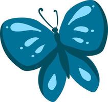 Blue butterfly, illustration, vector on white background.