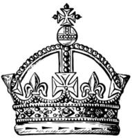la corona tiene un diseño único, grabado antiguo. vector