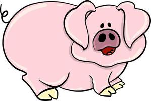 cerdo rosa grande, ilustración, vector sobre fondo blanco