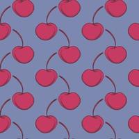 Sweet small cherry , seamless pattern on a purple background. vector