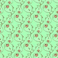 Tired fish pattern, illustration, vector on white background.