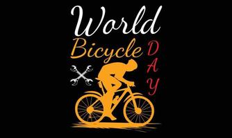 Ilustración de vector de tipografía del día mundial de la bicicleta y diseño colorido. diseño de camiseta vectorial de tipografía del día mundial de la bicicleta