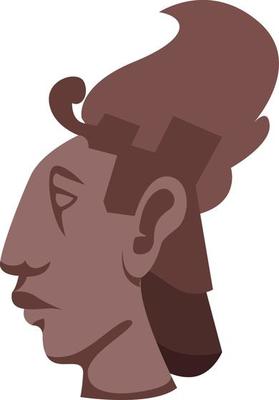 Mayan sculpture, illustration, vector on white background.