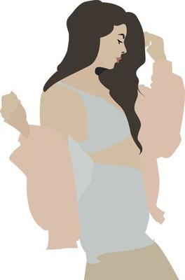 Girl in pink jacket, illustration, vector on white background.