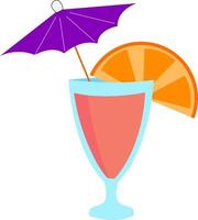 Cocktail with umbrella, illustration, vector on white background.