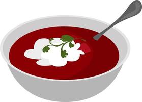 Soup in bowl, illustration, vector on white background