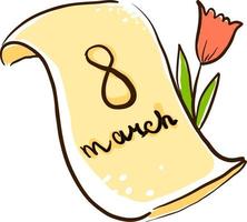 March 8 letter, illustration, vector on white background.