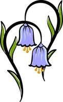 Cute bluebell, illustration, vector on white background.