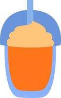 Iced coffe with whipped cream, illustration, vector on a white background.