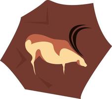 Cave painting, illustration, vector on white background.