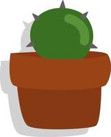 Baby cactus in brown pot, illustration, vector, on a white background. vector