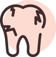 Unhealthy tooth, illustration, vector on a white background.