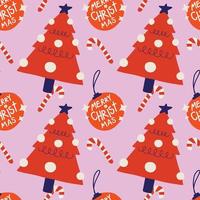 handraw christmas  elements design pink seamless pattern design vector