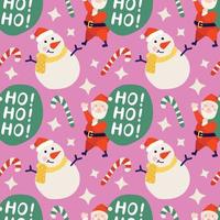 handraw christmas  elements design seamless pattern pink background vector