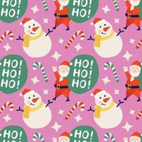 handraw christmas  elements design seamless pattern pink background vector