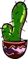 Cactus in pot, illustration, vector on white background.