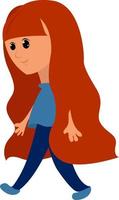 chica con pelo rojo, ilustración, vector sobre fondo blanco.