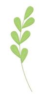 Twig with green leaves semi flat color vector object. Plant branch. Editable element. Full sized item on white. Flora simple cartoon style illustration for web graphic design and animation