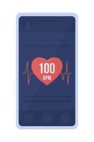 Heart rate monitoring app semi flat color vector object. Editable element. Full sized item on white. Simple cartoon style illustration for web graphic design and animation