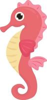 Pink seahorse, illustration, vector on a white background.