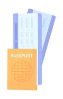 Passport with tickets semi flat color vector object. Travelling. Editable element. Full sized item on white. Simple cartoon style illustration for web graphic design and animation