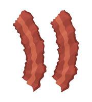 Bacon slices semi flat color vector objects set. Fat food product. Editable elements. Full sized items on white. Simple cartoon style illustrations for web graphic design and animation collection