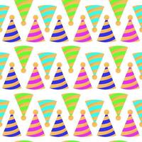 Birthdays hats pattern, illustration, vector on white background.