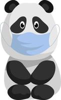 Panda with medical mask, illustration, vector on white background