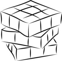 Rubik cube drawing, illustration, vector on white background