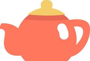 Red teapot with yellow lid, illustration, vector on a white background.