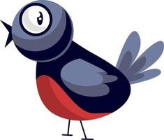 Ilustración de vector de pájaro de Navidad azul y rojo sobre un fondo blanco