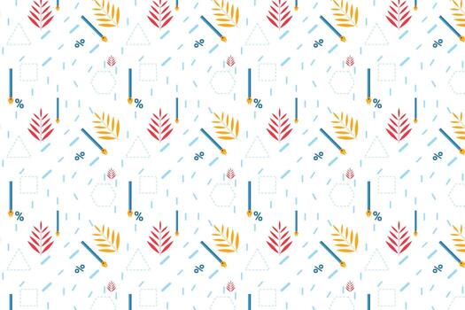 Mathematical pattern decoration with pen and leaf icons on a white background. Abstract education pattern design for assignment cover page. Endless study pattern vector for wallpapers and book covers.