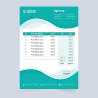 Creative business invoice template design with abstract shapes. Corporate business invoice template with green and blue color. Payment agreement paper and invoice bill template vector. vector