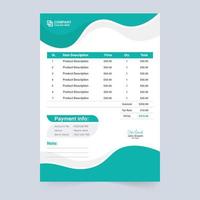 Modern company payment agreement invoice and product price receipt vector. Invoice Template decoration with yellow and blue color shade. Minimal invoice design with abstract shapes. vector