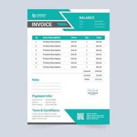 Minimalist payment receipt and business invoice template vector. Invoice template decoration with blue and green colors. Payment agreement and invoice bill template design for modern business. vector