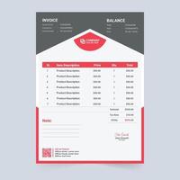 Company Invoice template design with red and brown colors. Payment receipt and purchase bill design for corporate business. Creative invoice template layout vector with payment agreement section.