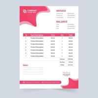 Minimalist purchase receipt and invoice template vector for business. Payment receipt template with abstract shapes. Payment agreement and invoice bill template decoration with green and red colors.