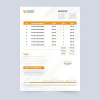 Invoice Template vector with yellow and blue colors. Corporate business billing paper and cash receipt design. Payment agreement and invoice bill template vector. Product purchase receipt design.