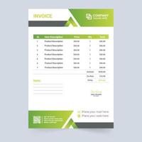 Corporate business invoice template with red and green color shade. Product purchase voucher vector. Payment agreement and invoice bill template. Cash receipt and payment bill invoice vector. vector