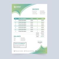 Modern business invoice template with price section and business information. Creative price receipt and purchase agreement paper decoration with abstract shapes. Payment agreement invoice template. vector