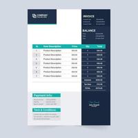 Minimal invoice template and billing section vector. Modern business invoice element design with yellow and dark blue colors. Bill receipt and payment layout decoration for corporate business. vector