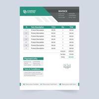 Payment agreement and invoice bill template vector. Corporate invoice decoration with orange and green shades. Business invoice template design with billing and payment agreement section. vector