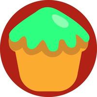 Green cupcake, illustration, vector on a white background.