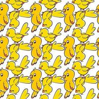 Yellow birds pattern, illustration, vector on white background.