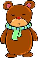 Bear with scarf, illustration, vector on white background