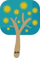 Pretty blue tree, illustration, vector on white background.