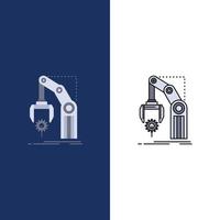 Automation factory hand mechanism package Flat Color Icon Vector